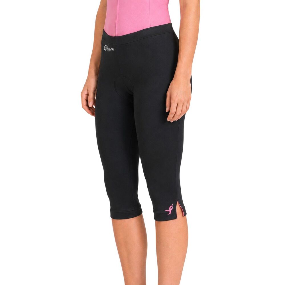 Canari Cycling Knickers Womens Medium Chamois Padded The Pink Ribbon Logo Tights